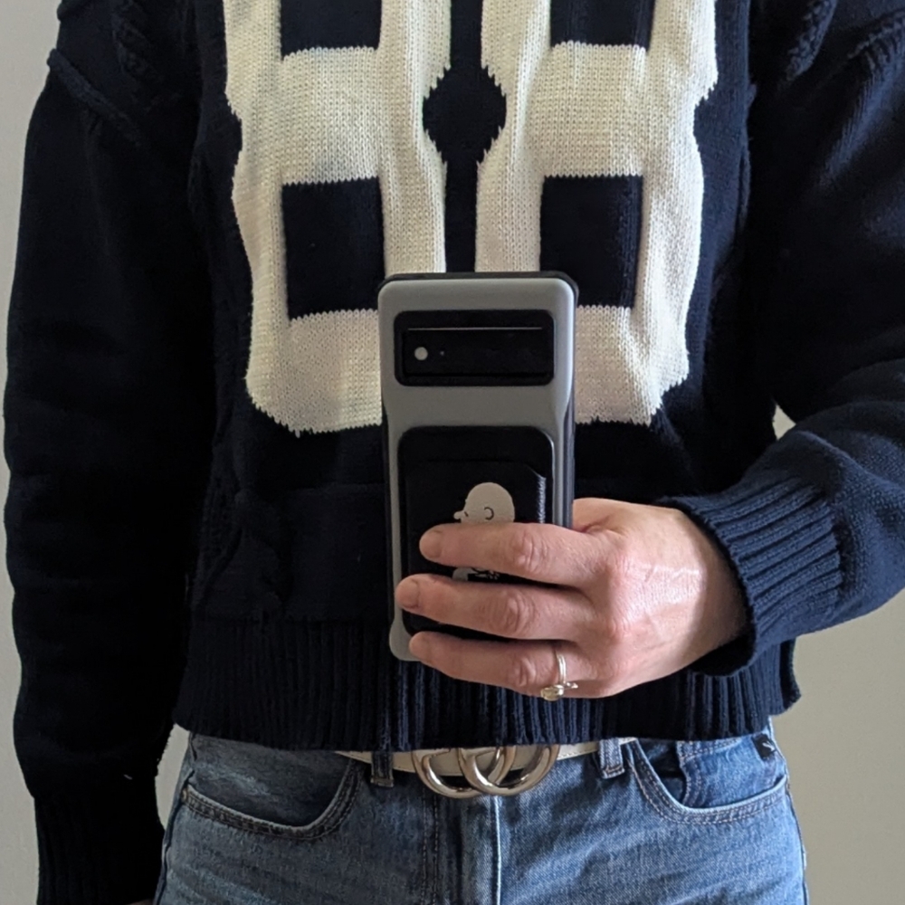 NWT Aaron & Amber Navy Blue Number 88 Sweater